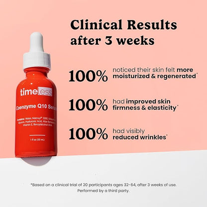 Timeless Skin Care Coenzyme Q10 Serum - Skin Care Serum for Smoothing - Fragrance-Free - Coenzyme Q10 - with Hyaluronic Acid - 1 oz (Pack of 2)