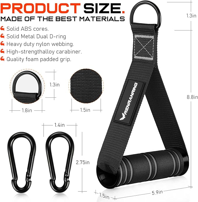 RENRANRING Gym Exercise Handles, Replacement Handle Attachments for Cable Machine Pulleys, Resistance Band and Strength Trainer, Pull Down Workout Accessories, Home Gym Add On Equipment
