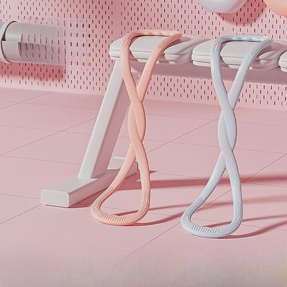 Upgraded Figure 8 Resistance Band - Portable Silicone Exercise Band for Yoga, Strength Training & Full Body Workouts | Home Gym & Travel Equipment