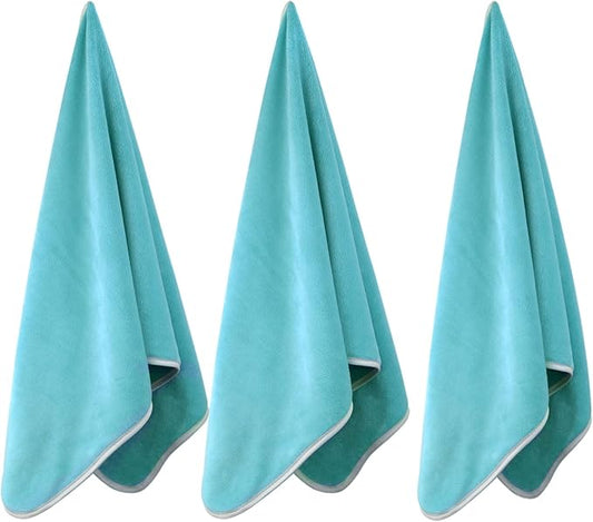 Microfiber Gym Towels Bigger Size Super Soft for Exercise Fitness, Sports, Workout, 380-GSM 15-Inch x 31-Inch Quick-Drying Towels (3 Pack, Pure Green)