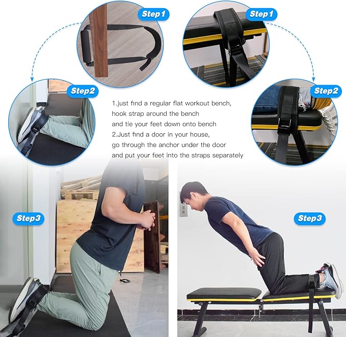 Nordic Strap for Bench – Nordic Curl Strap Hamstring for Strength Training, Leg Exercise | Hamstring Machine Alternative