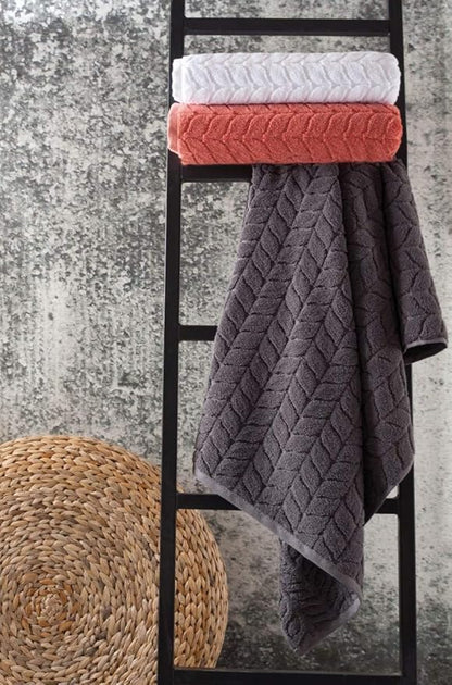 BAGNO MILANO Turkish Bath Towels, Soft Plush Jacquard Luxury Bath Towels, Quick Dry Towel Set (Coral Red, 2 pcs Bath Towel Set)