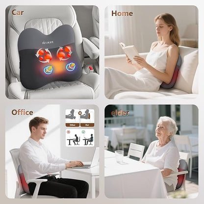 Shiatsu Back Massager with Heat,Percussion Massage Cordless Back Massage for Pain Relief Deep Tissue.4D Kneading Massage,Gift for Men Women Parents Relaxation at Christmas Office Car,Grey