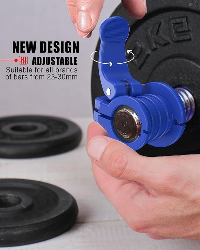 Pro Barbell Clips 1 inch Barbell Clamps 0.9-1.18inch Quick Release Weight Clips for Bars Multi-Size Adjustable Olympic Barbell Clamps