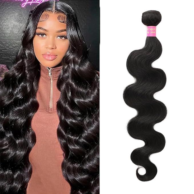 CFY 18 Inch Bundles Human Hair Body Wave 12A Brazilian Virgin Human Hair 1 Bundle 100% Unprocessed Quick Weave Hair Extensions Natural Black