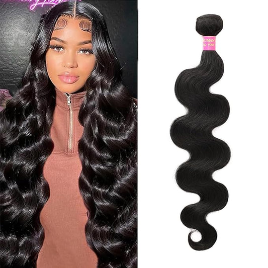 CFY 18 Inch Bundles Human Hair Body Wave 12A Brazilian Virgin Human Hair 1 Bundle 100% Unprocessed Quick Weave Hair Extensions Natural Black