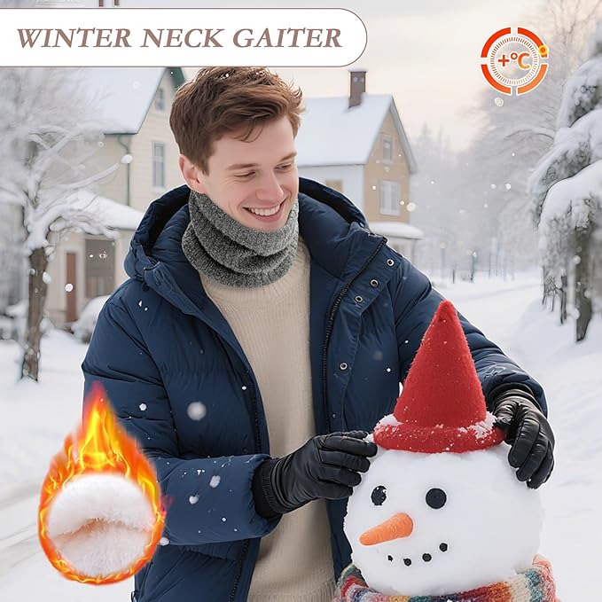 Neck Warmer Gaiter, Winter Fleece Lined Face Mask Scarf for Men Women, Thick Warm Cold Weather Running Ski Neck Cover
