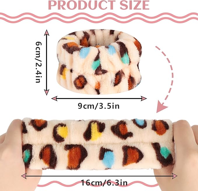Wrist Towels for Face Washing, Women's Microfiber Spa Wash Face Wrist Towel Band, Absorbent Wrist Sweatband for Girls, Prevent Water from Spilling Down Your Arms 8Pcs