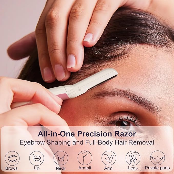 Face Razors for Women, Dermaplane Razor for Women Face, Eyebrow Razor, Dermaplaning Tool, Skin Safe Microblades, Peach Fuzz Remover (9ct, Pearl Blush)