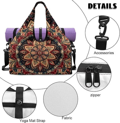 Yoga Mat Bag for Women Men Large Carryall Tote with Adjustable Shoulder Strap for Gym Yoga Travel Pilates Office