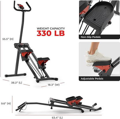 Sunny Health & Fitness Stair Stepper w/Handlebar, Extended Step Range Climber Machine for Legs, Core and Glute Workouts, Connection with Free SunnyFit App