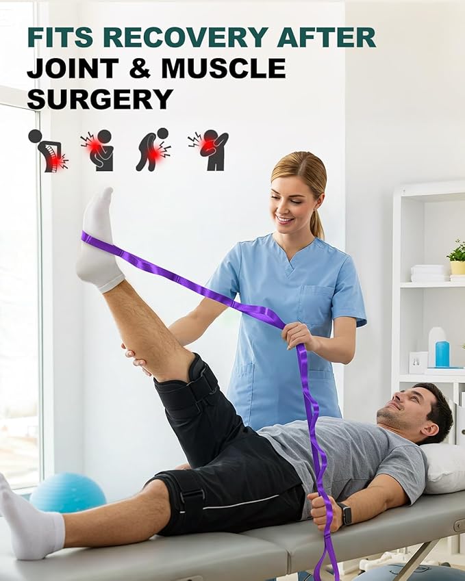 Trideer Stretching Strap Yoga Strap Physical Therapy for Home Workout, Exercise, Pilates and Gymnastics, 10 Loops Non-Elastic Stretch Bands with Aesthetic Packaging for Women & Men