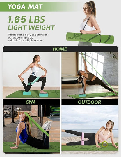 Yoga Starter Kit 12 in 1 - Set Include Mat, Foam Roller, 4 Resistance Bands, Blocks 2 Pack with Strap, 2 Peanut Massage Balls, Yoga kit and Sets for Beginners