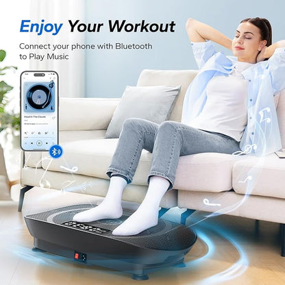MERACH Vibration Plate Exercise Machine, Whole Body Workout Equipment for Women, Bluetooth and Silicone Pedal, Vibration Plate with Auto Mode, Vibrate Fitness Platform for Home