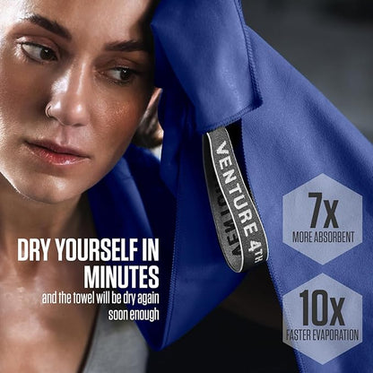VENTURE 4TH Quick Dry Towel. Microfiber Travel Towel Ideal for Camping, Hiking, Backpacking, Gym. Lightweight & Fast Drying Travel Towels for Body. Compact & Easy to Pack - Navy Blue Medium