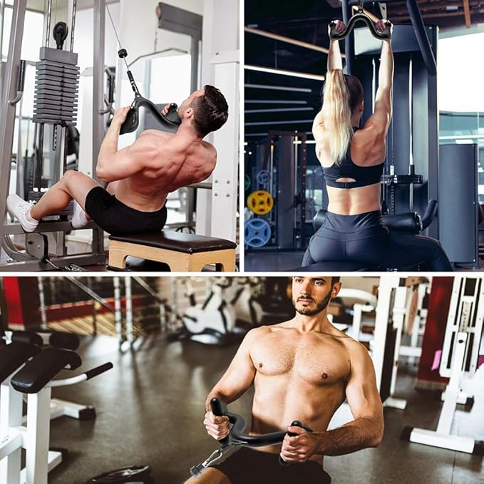 Kipika Cable Machine Attachment, Triceps LAT Pulldown Attachments, Home Gym Workout Accessories Heavy Duty Cable Machine Accessories Triceps Rope D Row Handle LAT Pull Down Bar Straight Bar Exercise