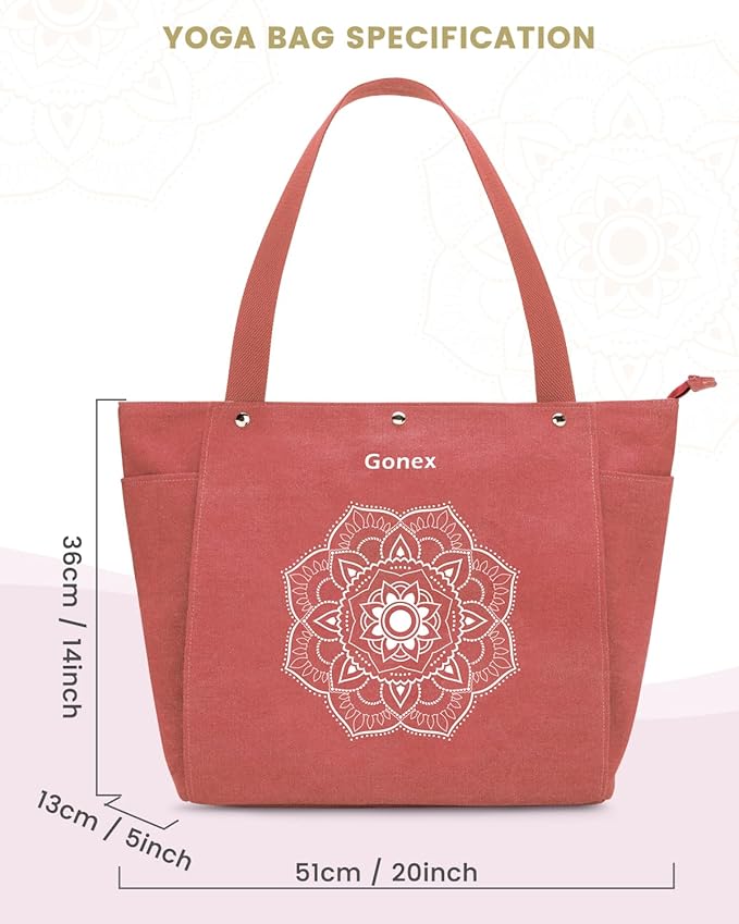 Gonex Yoga Mat Bag, Yoga Gym Bag Tote Bag with Multi Pockets For Women Men, Canvas Yoga Mat Carrier Take in Out Mat Easily For Pilates Travel Workout Office