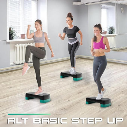 Yes4All 18.1" Aerobic Exercise Step Platform with 2 Risers, Adjustable Height Workout Stepper 3" 5.1" for Home Gym Step Up Exercise & Balance Training, Mulltiple Colors