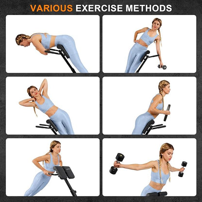Roman Chair,Foldable Back Extension Machine,Adjustable Ab Back Extension Machine,Core Strength Trainer,Back Exercise Machine for Glute,Ab Workouts,Full All-in-One Body Workout&Home Gym Fitness
