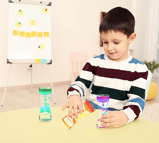 CAILINK Liquid Motion Bubbler - 3 Pack Kids and Adults Sensory Toys - Water Timers Fidget Toys Sensory Play - Colorful Hourglass for Home Office Desk Decor