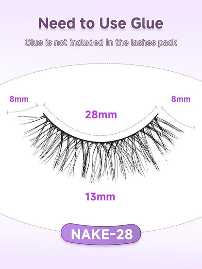 Lashes False Eyelashes Natural Lashes 13mm Short Eyelashes with Thin Memory Band Volume Wispy Lashes Soft Strip Lashes Pack C Curl Natural Eyelashes Fake Lashes 7 Pair EVENTILL