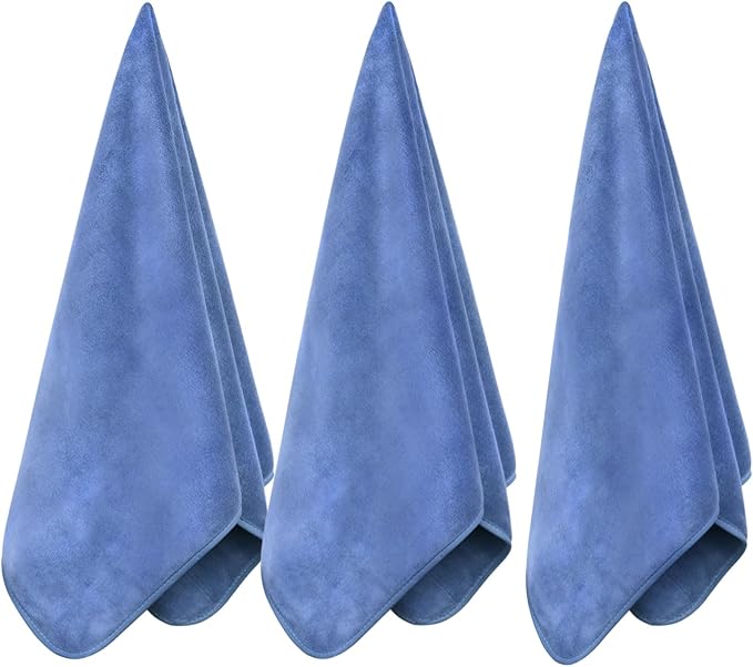 Microfiber Gym Towels Bigger Size Super Soft for Exercise Fitness, Sports, Workout, 380-GSM 15-Inch x 31-Inch Quick-Drying Towels (3 Pack, Pure Blue)
