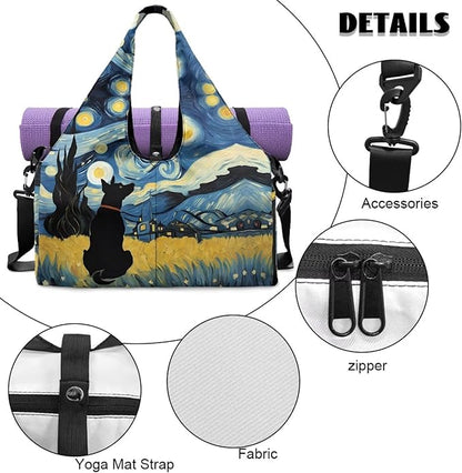 Yoga Mat Bag for Women Men Large Carryall Tote with Adjustable Shoulder Strap for Gym Yoga Travel Pilates Office