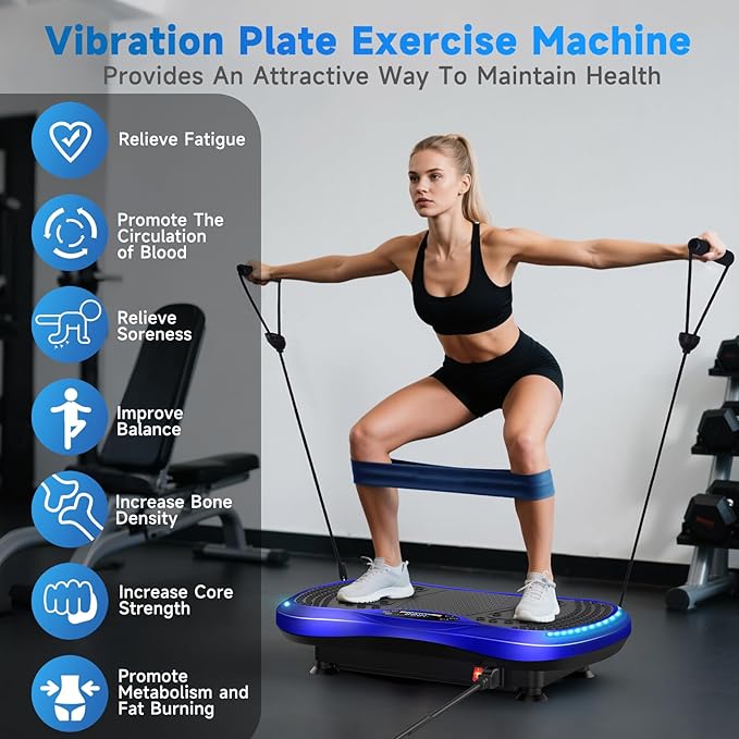 Vibration Plate Exercise Machine for Lymphatic Drainage, Vibration Machine for Full-Body Weight Loss Shaping, Vibrate Fitness Platform 400 Lbs & 200 Adjustable Speeds for Women Men Home Gym