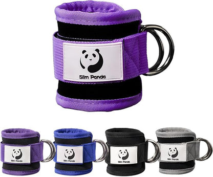 Slim Panda Ankle Strap for Cable Machine,Ankle Cuff for Kickbacks, Booty Hip Abductors,Glute Workouts, Leg Extensions, Curls for Men and Women, Adjustable with Double D-Rings