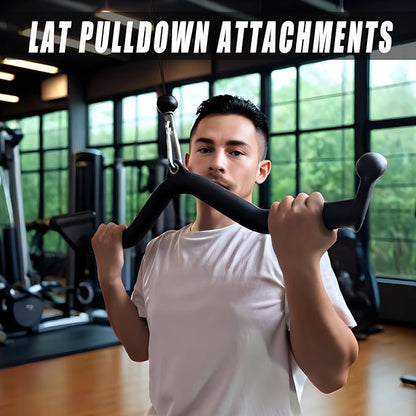 Lat Pull Down Bar T bar Row Attachment, V Bar Tricep Lat Pulldown Attachments, Back Strength Training Bar for Home Gym Exercise Cable Machine Attachments