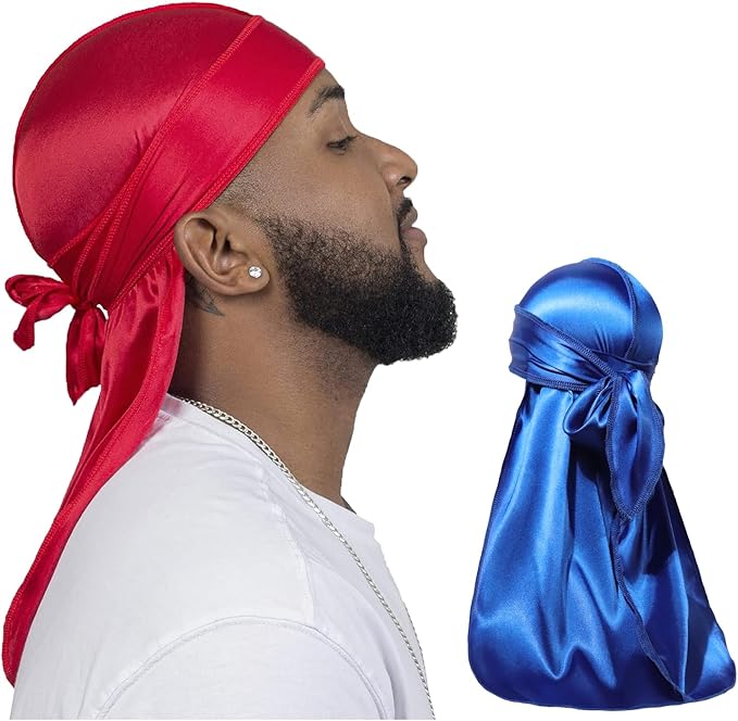 ForceWave 2 Pieces Silky Durag Pack for Men Women Waves, Premium Satin Deluxe Du-rag