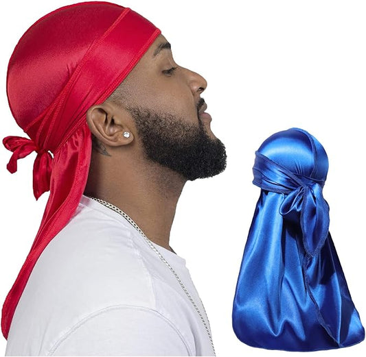 ForceWave 2 Pieces Silky Durag Pack for Men Women Waves, Premium Satin Deluxe Du-rag