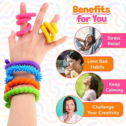 Fidget Toys Sensory Stick: Textured Silicone Sensory Toys for Kids 6 Pack, Stress Fidgets for Anxiety Relief Calming, Autism Classroom Must Haves, Christmas Stocking Stuffers for Teen Girls Boys Kids