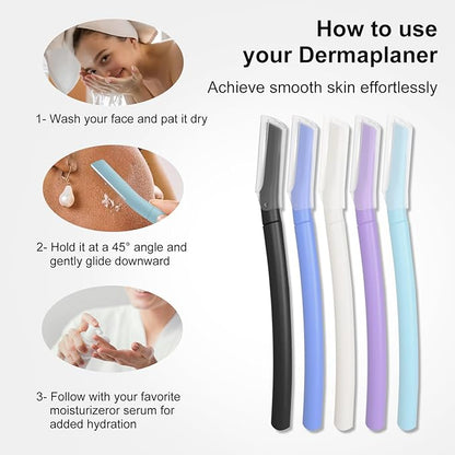 Precision Dermaplane Razor, Face Razors for Women and Men, Eyebrow Razor, Dermaplaning Tool, Peach Fuzz Remover, Skin-friendly Microblades with Protective Cap