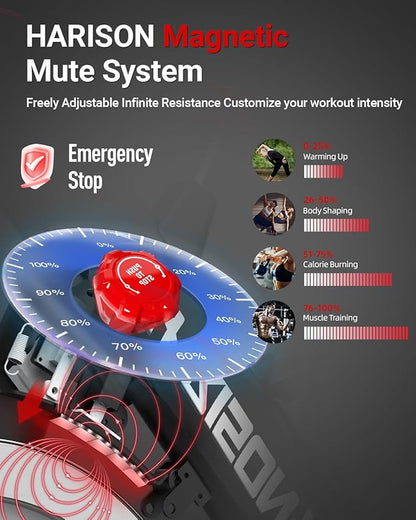 HARISON Semi-Commercial Exercise Bike 400 lbs Capacity, Magnetic Stationary Bikes for Home Gym with Bluetooth & Tablet Holder & Comfortable Seat Cushion