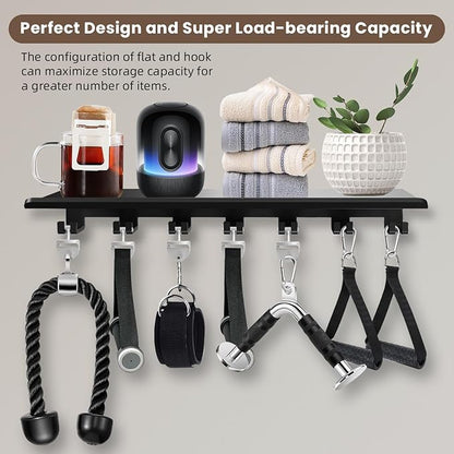 Floating Shelf Organizer Compatible with Tonal Accessories Home Gym Weight wall Storage Equipment Hanger Metal Rack Holder Wall Mount with Hooks T-Lock Adapters Bracket Hanger Workout (Floating Shelf)