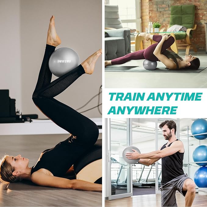Pilates Ball, 9 Inch Small Exercise Mini Soft Workout Yoga Ball with Exercise Guide, for Home Gym Yoga, Pilates, Core Training, Workout, Balance, Stability