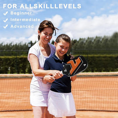 Graphite Pickleball Paddles Set- Premium Rackets Fiber Face & Polymer Honeycomb Core Pickleball Set Includes Pickleball Paddles + Pickleball Balls+ Replacement Soft Grip + 1 Bag