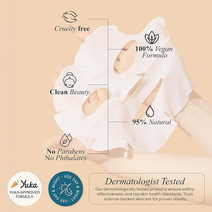 Face Sheet Mask with Vitamin C & E - Dermatologist Tested Korean Beauty Mask for Brightening & Deep Hydration - Premium Facial Treatment for Glowing & Rejuvenated Skin - 5 Pack