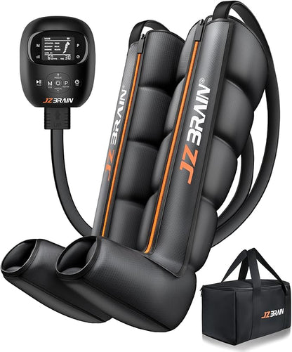 Air Compression Leg Recovery Boots : Dual-Power Sequential Compression System Device with Smart Pressure Sensor - 6 Modes & 14 Positions Foot and Leg Massage for Athletes & Gym (Medium)