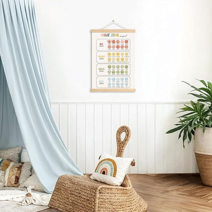 Zones of Regulation Poster Hanger Frame,Counselor Office Decor, Mental Health Wall Art Banner for Classroom Kids Room Calm Down Corner School Therapy Office Decor, Emotions Feelings Posters, 12.5x17 Inch