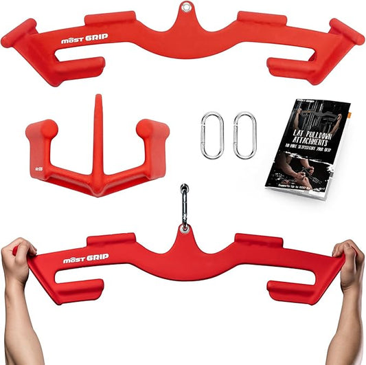 LAT Pull Down Bars Set, Triangular Stability LAT Pulldown Attachments with 8 Ergonomic Handles for Whole Back Training, Non-Slip Cable Machine Attachment for Gym Home Workout