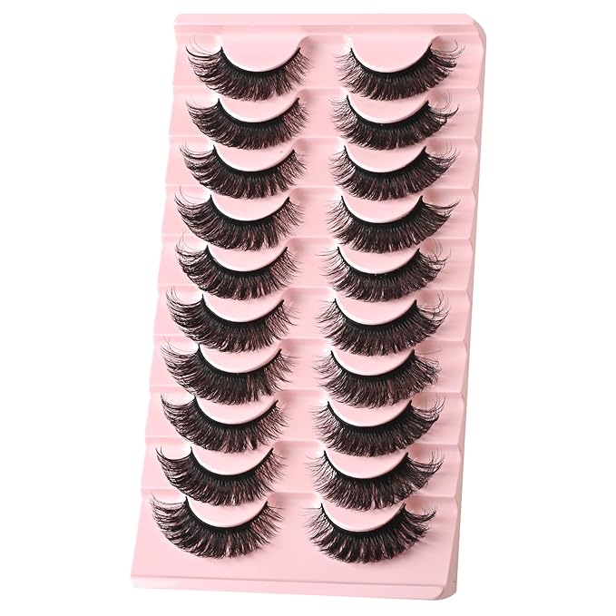 FARRED Cat Eye Lashes Mink Eyelashes Strips Natural Fluffy Strip Eyelash Extension Looking Wispy Full Volume Lash CC Curl Dramatic Short 8mm-15mm Pestañas Postizas for Women