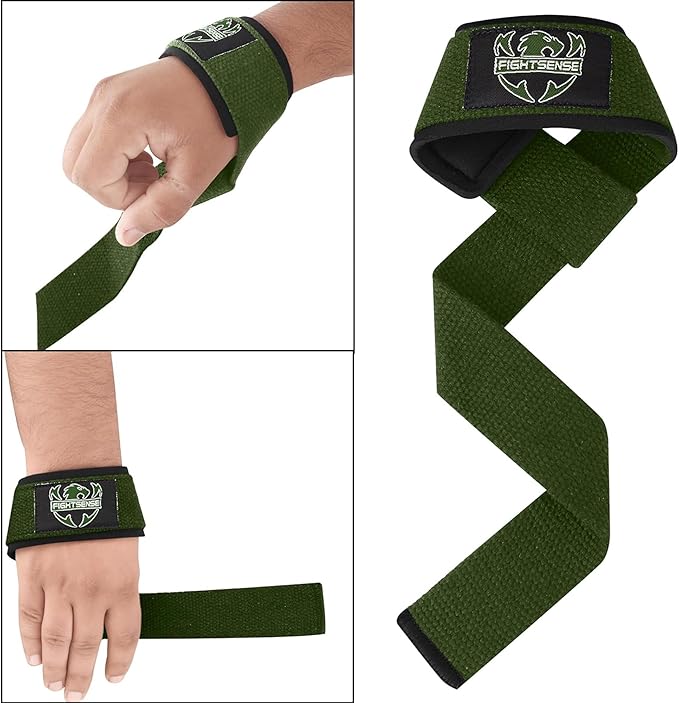 FIGHTSENSE Lifting straps for weightlifting, Gym wrist straps for men women, Neoprene Padded Cotton Weightlifting Straps for Bodybuilding, Powerlifting, Deadlifting and strength training