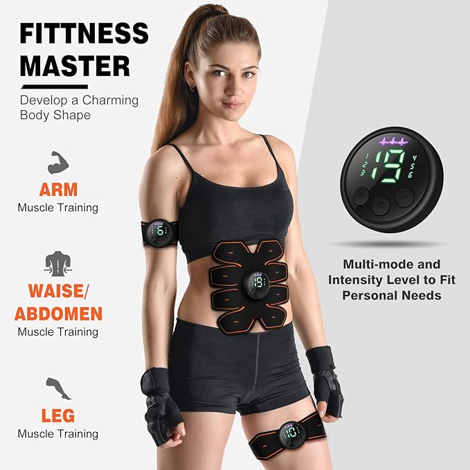 ABS Stimulator Workout Equipment, Ab Machine USB Rechargeable Gear for Abdomen/Arm/Leg, Strength Training Equipment for Men and Women