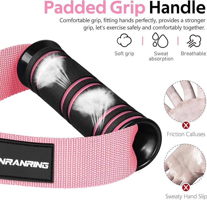 RENRANRING Gym Exercise Handles, Replacement Handle Attachments for Cable Machine Pulleys, Resistance Band and Strength Trainer, Pull Down Workout Accessories, Home Gym Add On Equipment