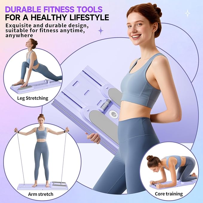 Pilates Board - Versatile Foldable Pilates Reformer Set at Home, Multi-Purpose Sliding Board for Pilates Workouts
