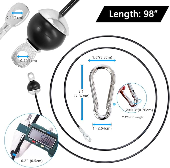 Favuit Fitness Pulley Cable, Gym Replacement Cable Heavy Duty Steel Wire Rope Fitness Cable Pulley System Attachments Home Gym Machine Equipment Workout Accessories