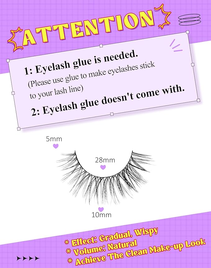 Onlyall Natural Lashes Wispy Lashes Natural Look False Eyelashes Natural Flared Eyelashes False Eye Lashes Soft Fluffy Lashes 7 Pairs DK53