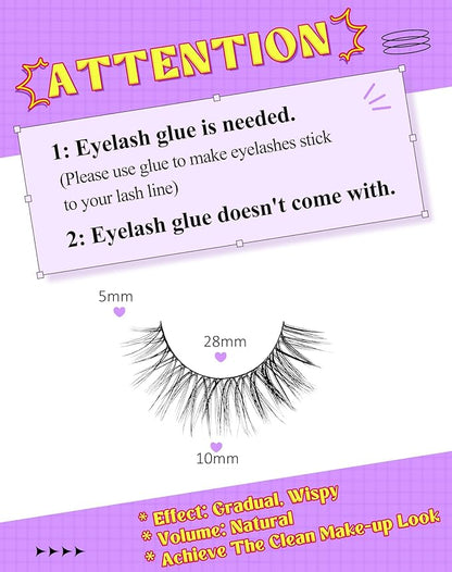 Onlyall Natural Lashes Wispy Lashes Natural Look False Eyelashes Natural Flared Eyelashes False Eye Lashes Soft Fluffy Lashes 7 Pairs DK53